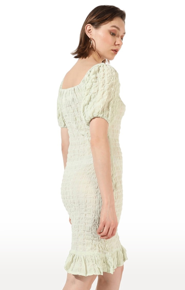 Women's Green Solid Sheath Dress