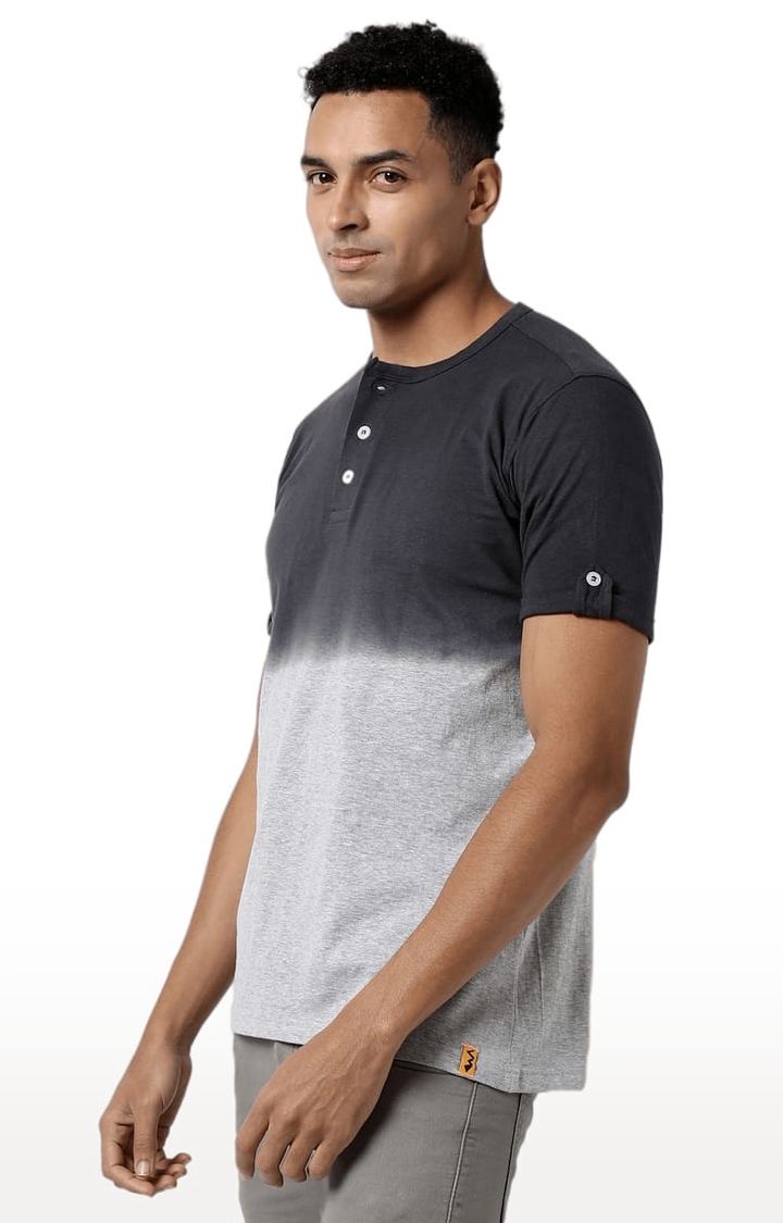 CAMPUS SUTRA | Men's Grey Cotton Colourblock Regular T-Shirt