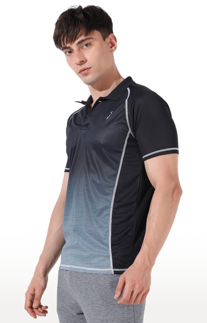 Men's Black Polyester Colourblock Activewear T-Shirt