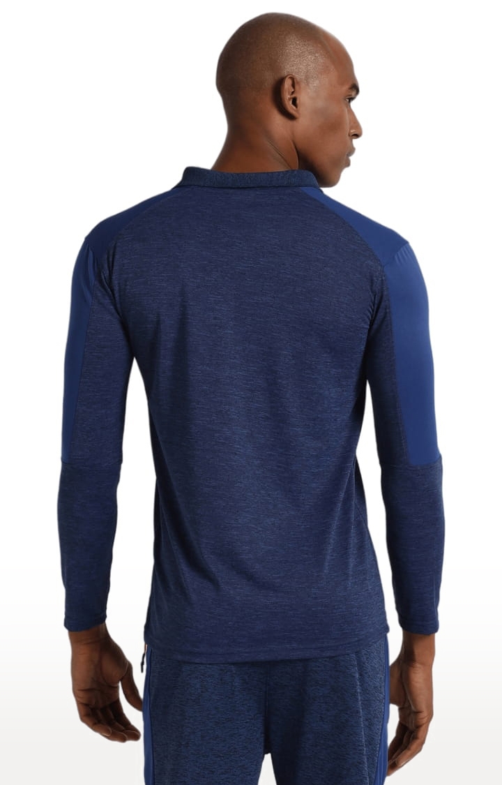 Men's Blue Polyester Colourblock Activewear T-Shirt