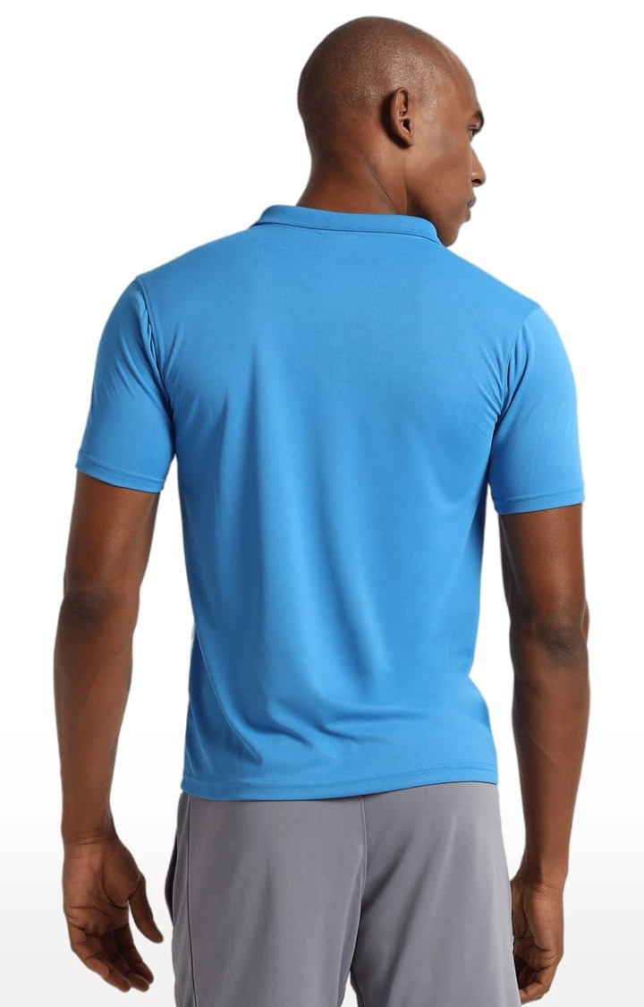 Men's Blue Polyester Graphics Activewear T-Shirt