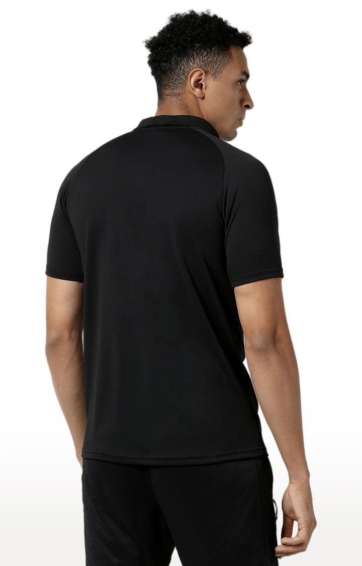 Men's Black Polyester Colourblock Activewear T-Shirt