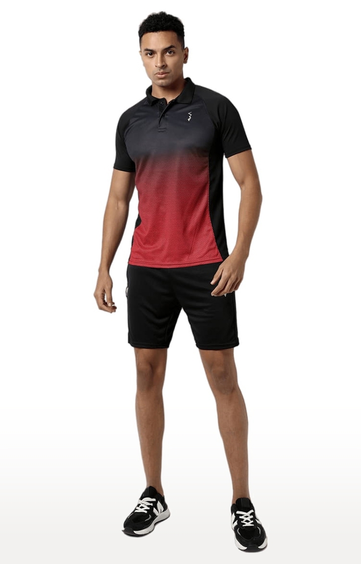 CAMPUS SUTRA | Men's Black Polyester Colourblock Activewear T-Shirt