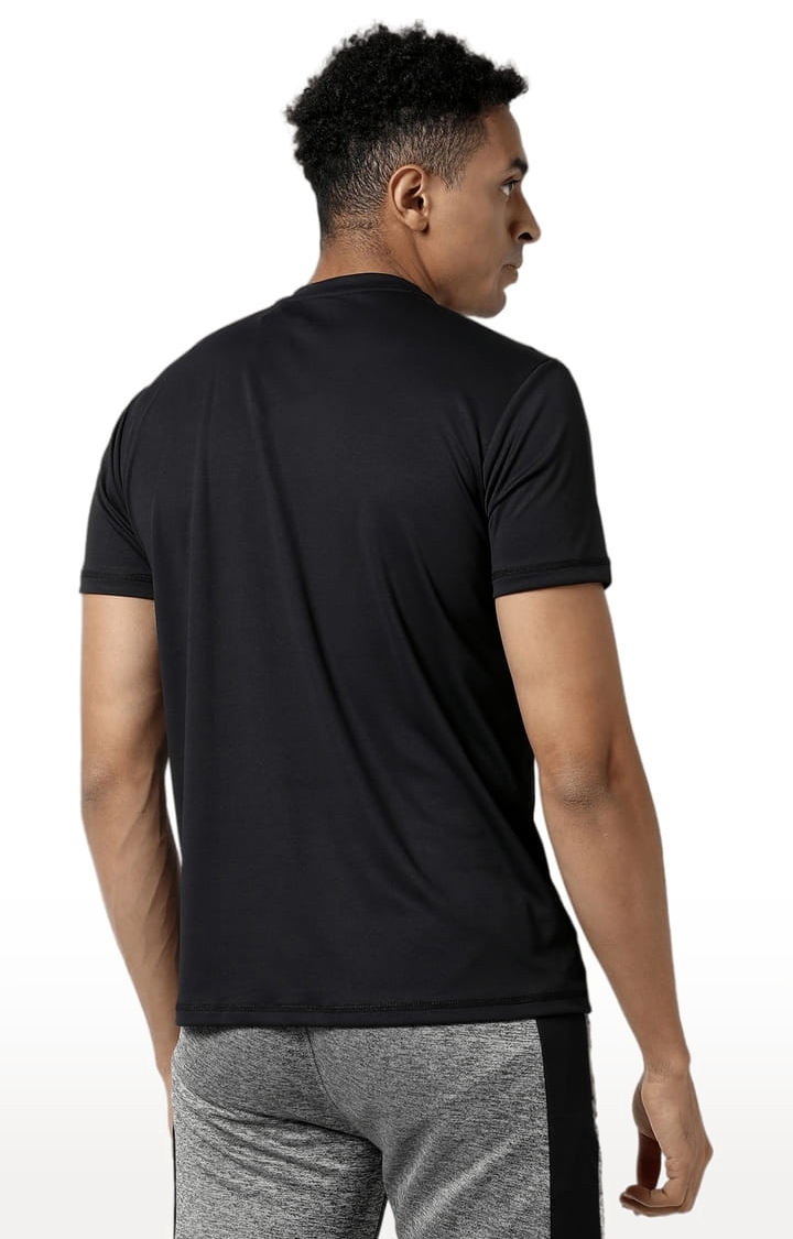 Men's Black Polyester Solid Activewear T-Shirt