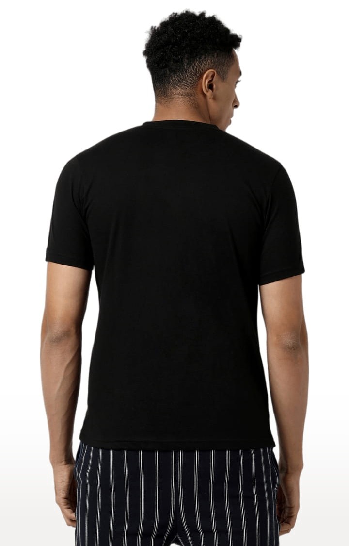 Men's Black Cotton Solid Regular T-Shirts