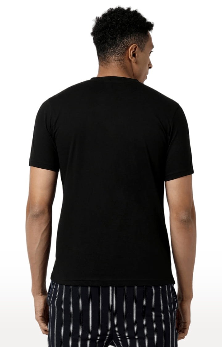 Men's Black Solid Regular T-Shirts