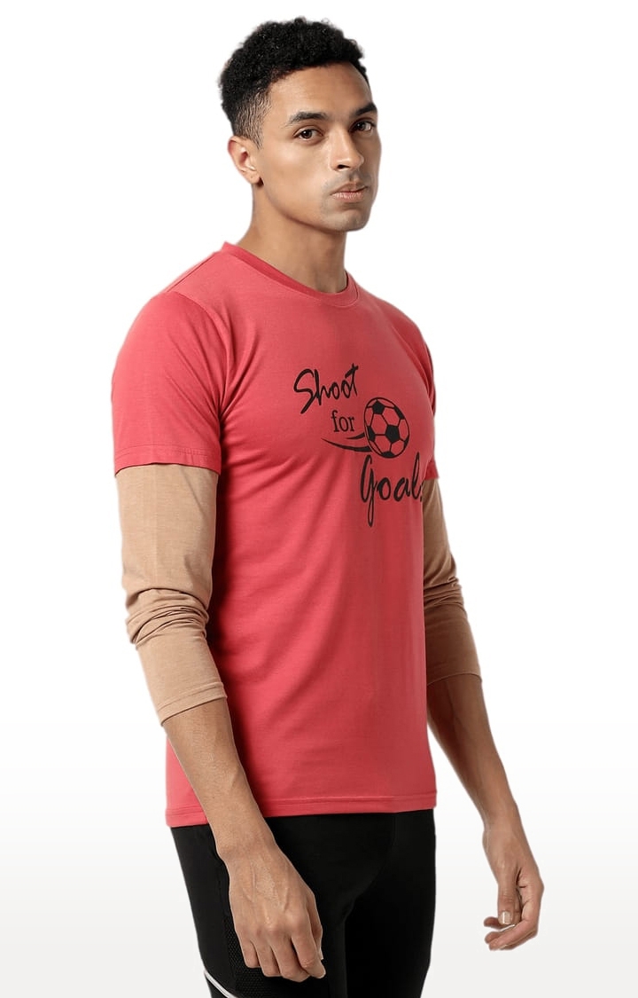 Men's Red Cotton Graphics Regular T-Shirt