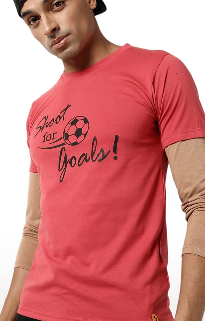 Men's Red Cotton Graphics Regular T-Shirt