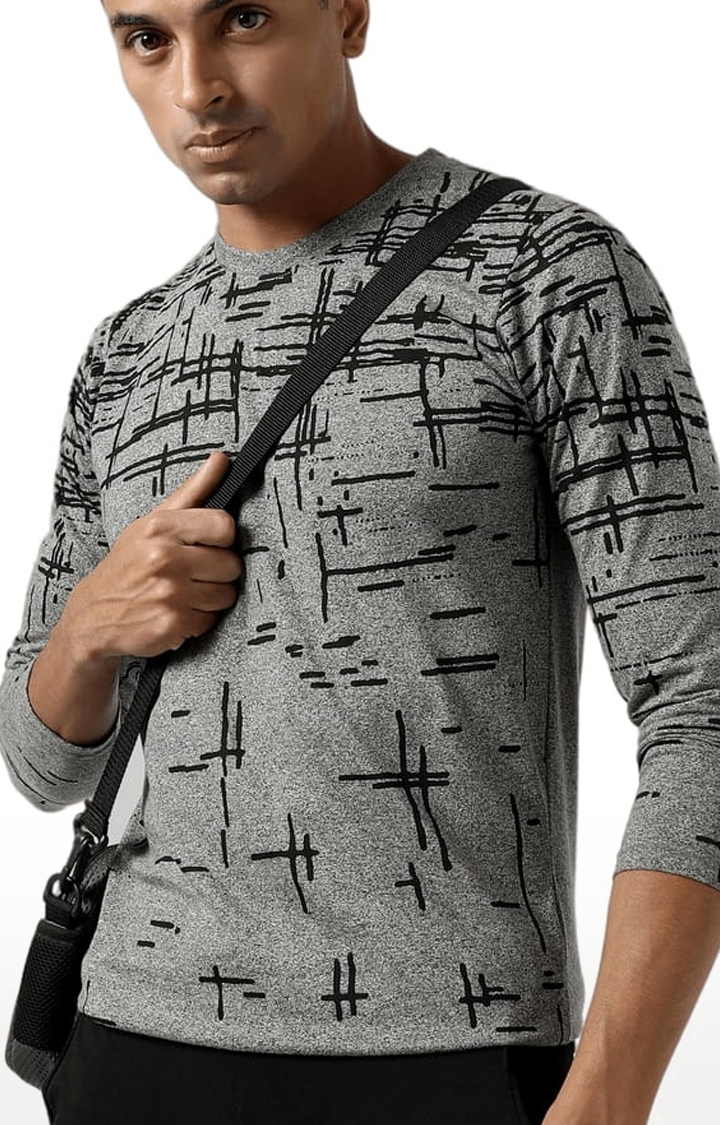 Men's Grey Cotton Graphics Regular T-Shirt