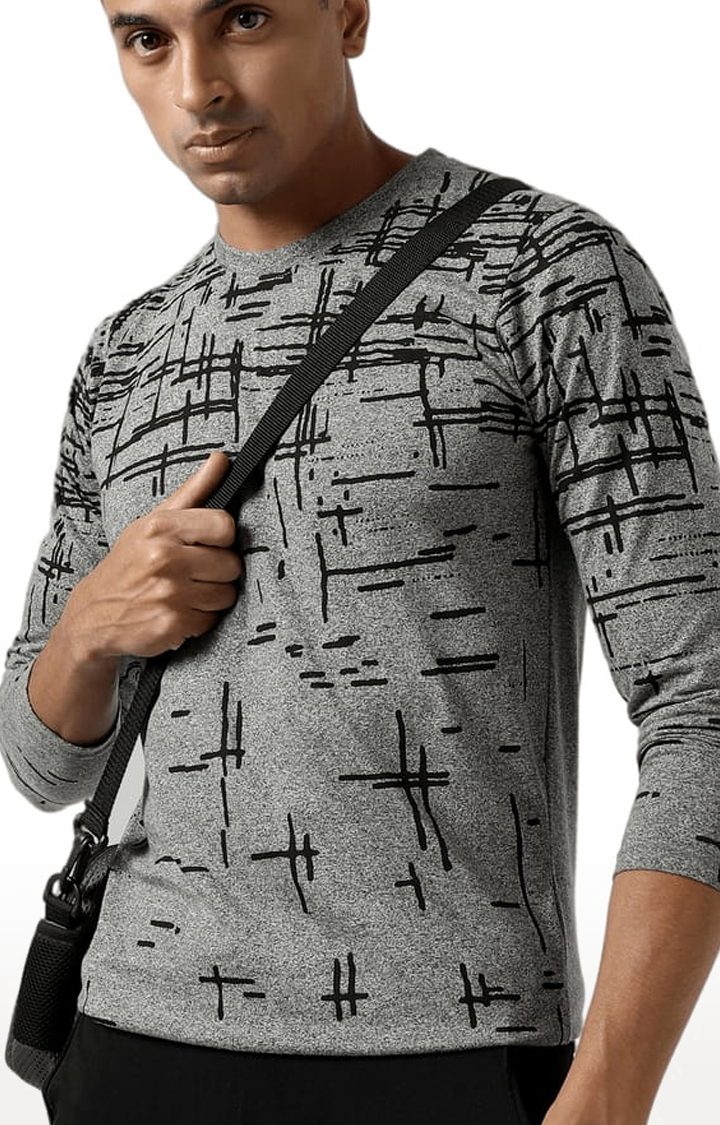 Men's Grey Printed Regular T-Shirts