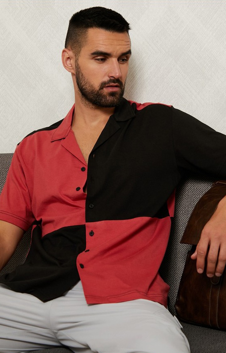 Men's Red Checked Casual Shirts