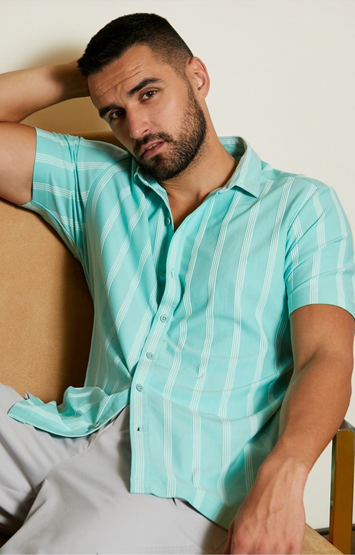 Men's Blue Striped Casual Shirts