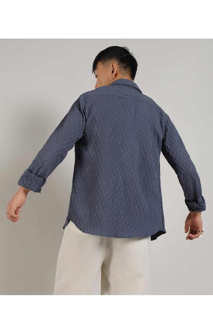 Men's Blue Solid Casual Shirts