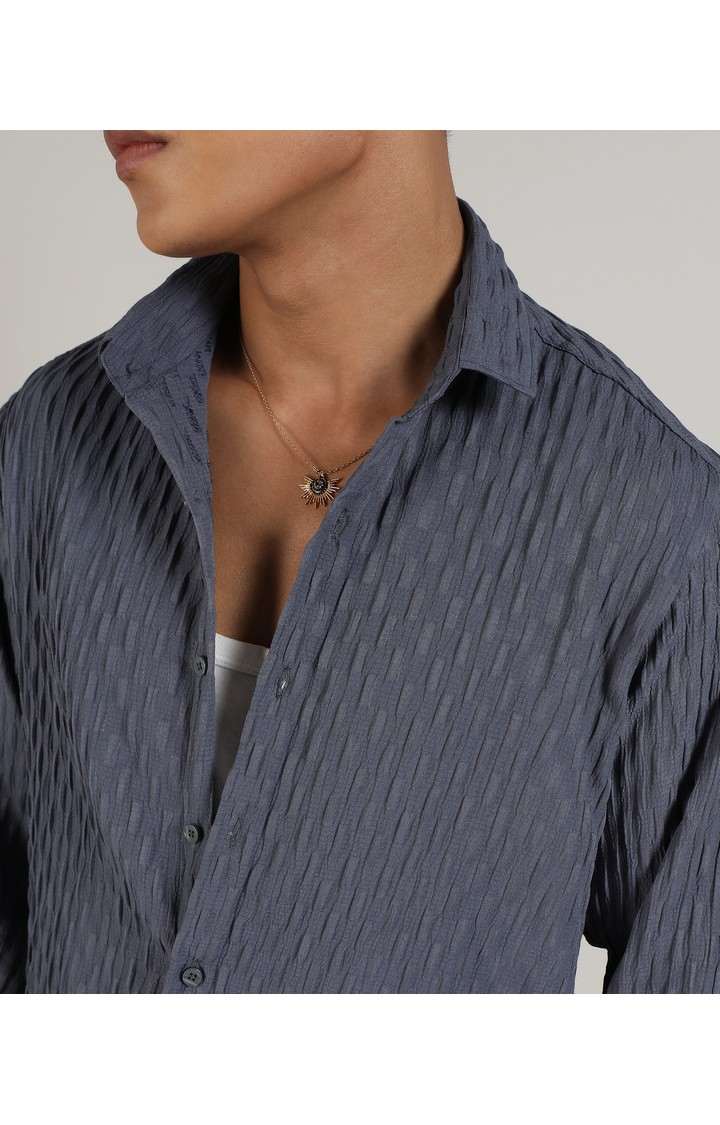 Men's Blue Solid Casual Shirts