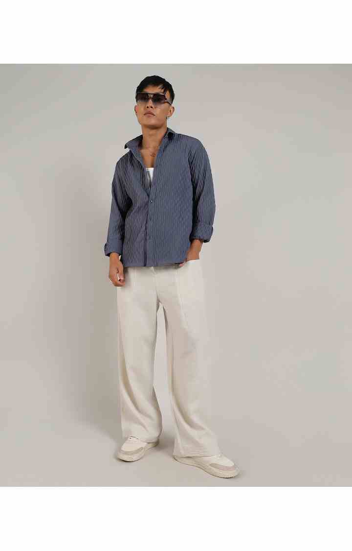 Men's Blue Solid Casual Shirts