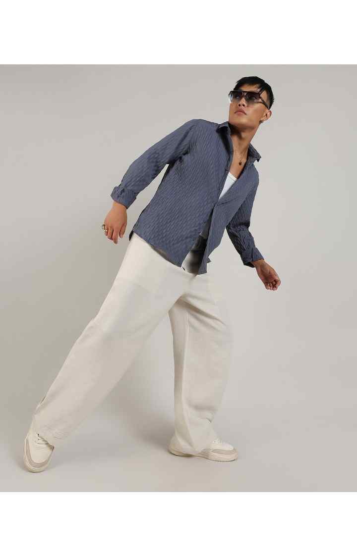 Men's Blue Solid Casual Shirts
