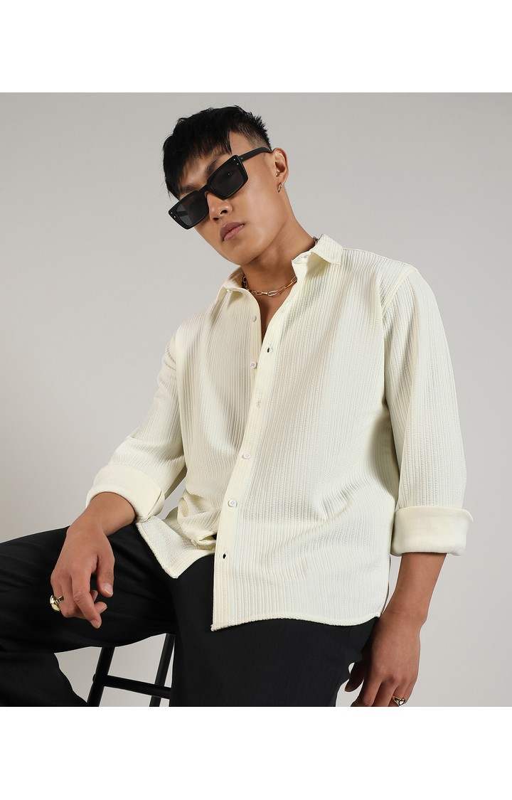 Men's Yellow Solid Casual Shirts