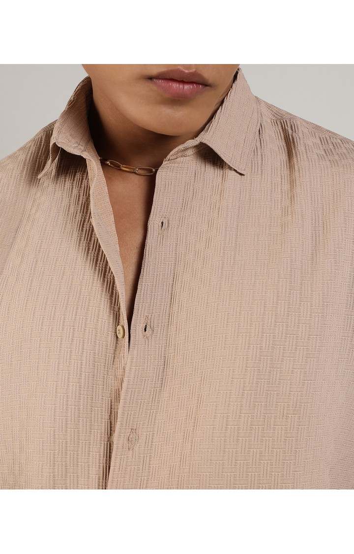 Men's Beige Solid Casual Shirts