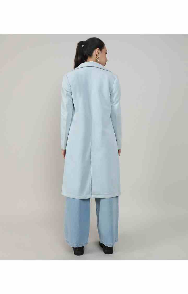 Women's Blue Solid Coat