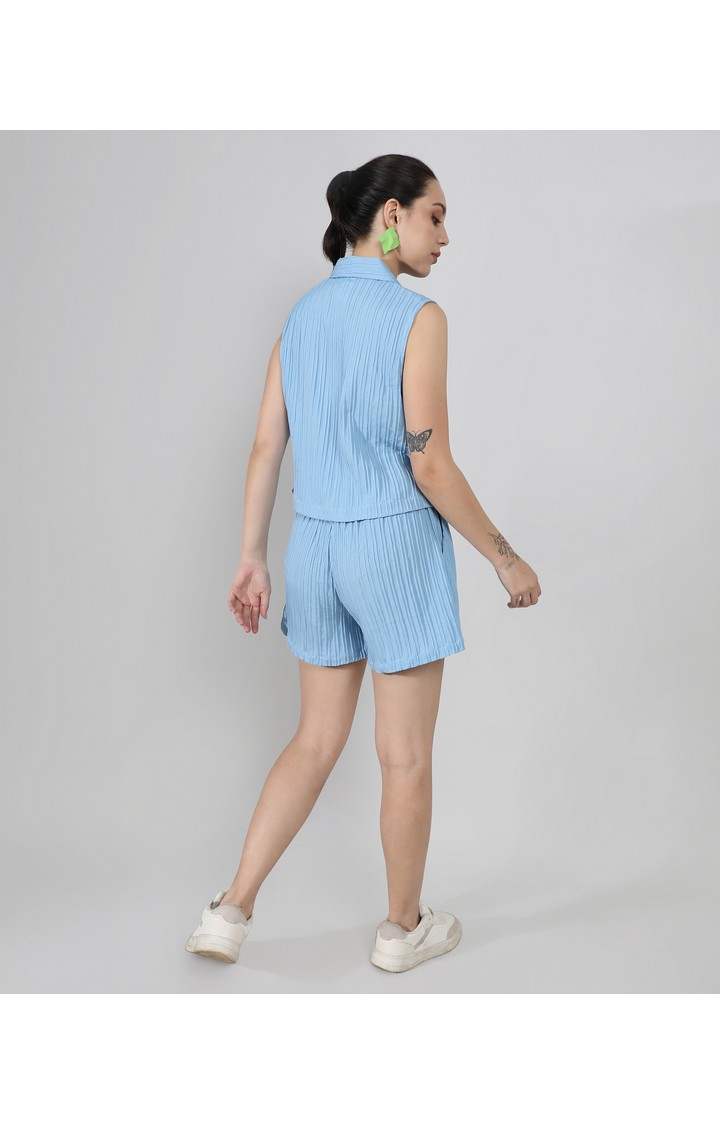 Women's Blue Solid Co-ords