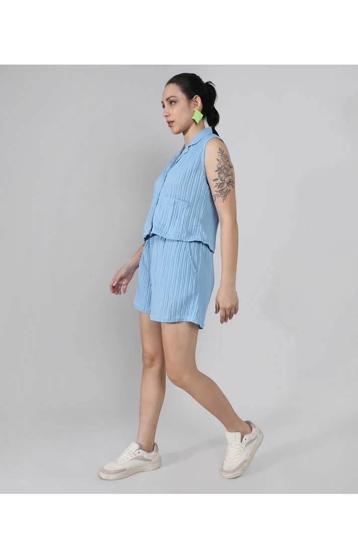 Women's Blue Solid Co-ords