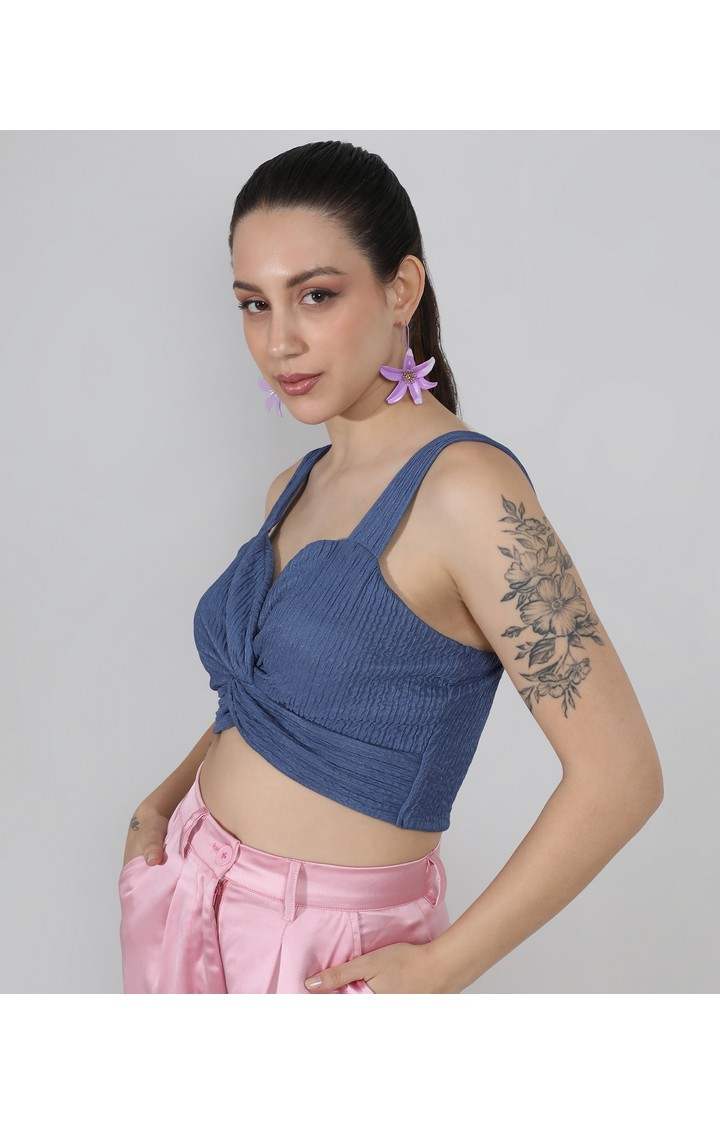 Women's Blue Solid Tops