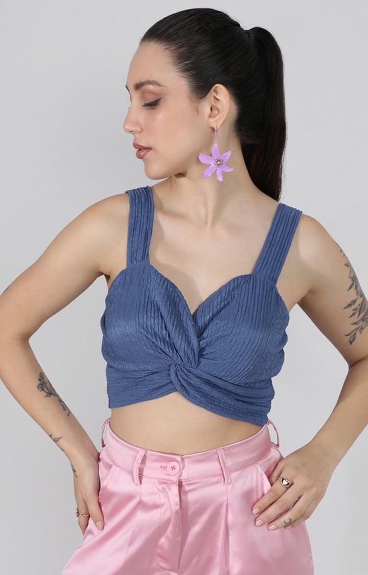 Women's Blue Solid Tops