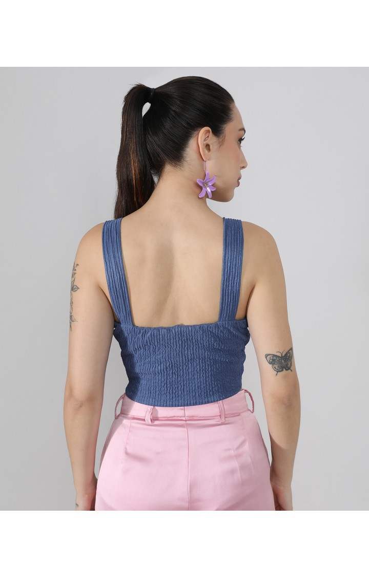 Women's Blue Solid Tops