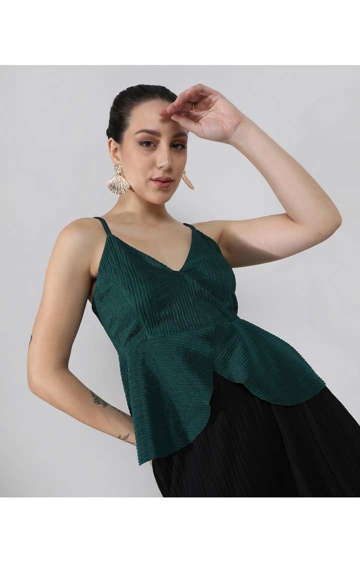 Women's Green Solid Tops