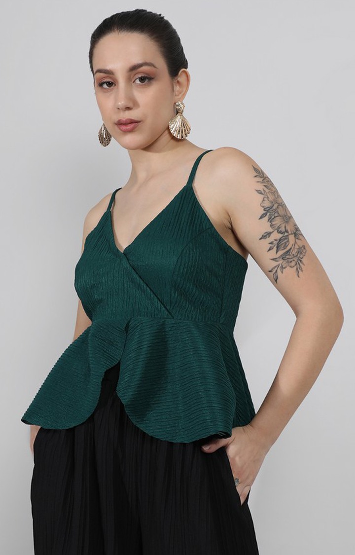Women's Green Solid Tops