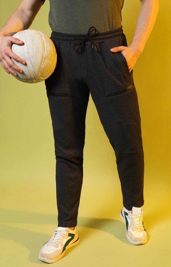 CAMPUS SUTRA | Men's Charcoal Solid Trackpant