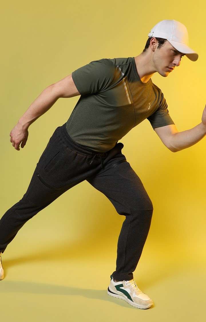 Men's Charcoal Solid Pure Cotton Trackpants