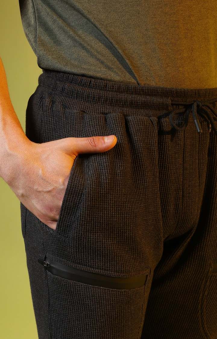 Men's Charcoal Solid Pure Cotton Trackpants