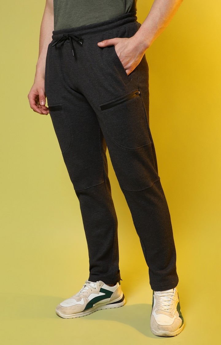 Men's Charcoal Solid Trackpant