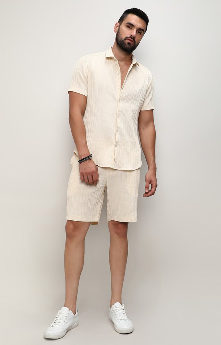 Men's Yellow Solid Co-ords