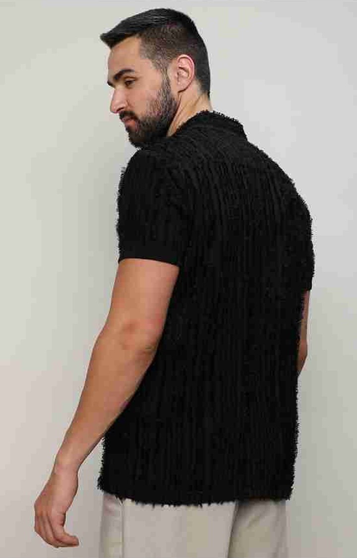 Men's Black Striped Casual Shirts