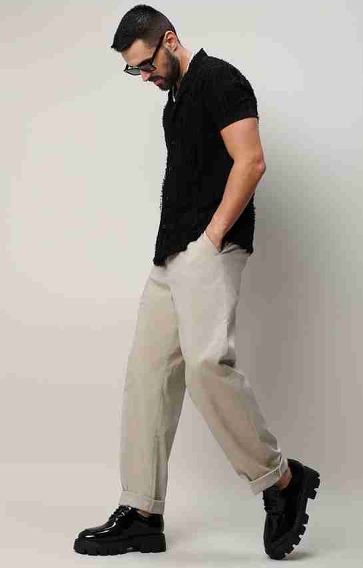 Men's Black Striped Casual Shirts