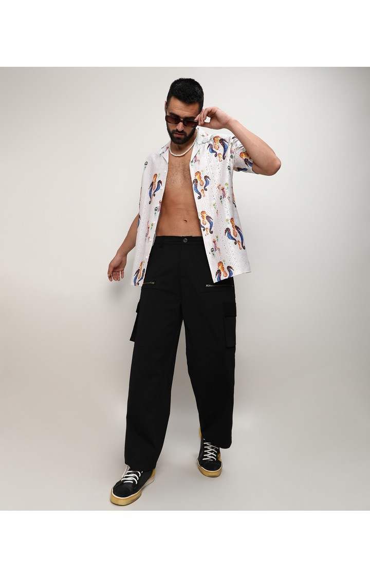 Men's White Printed Casual Shirts
