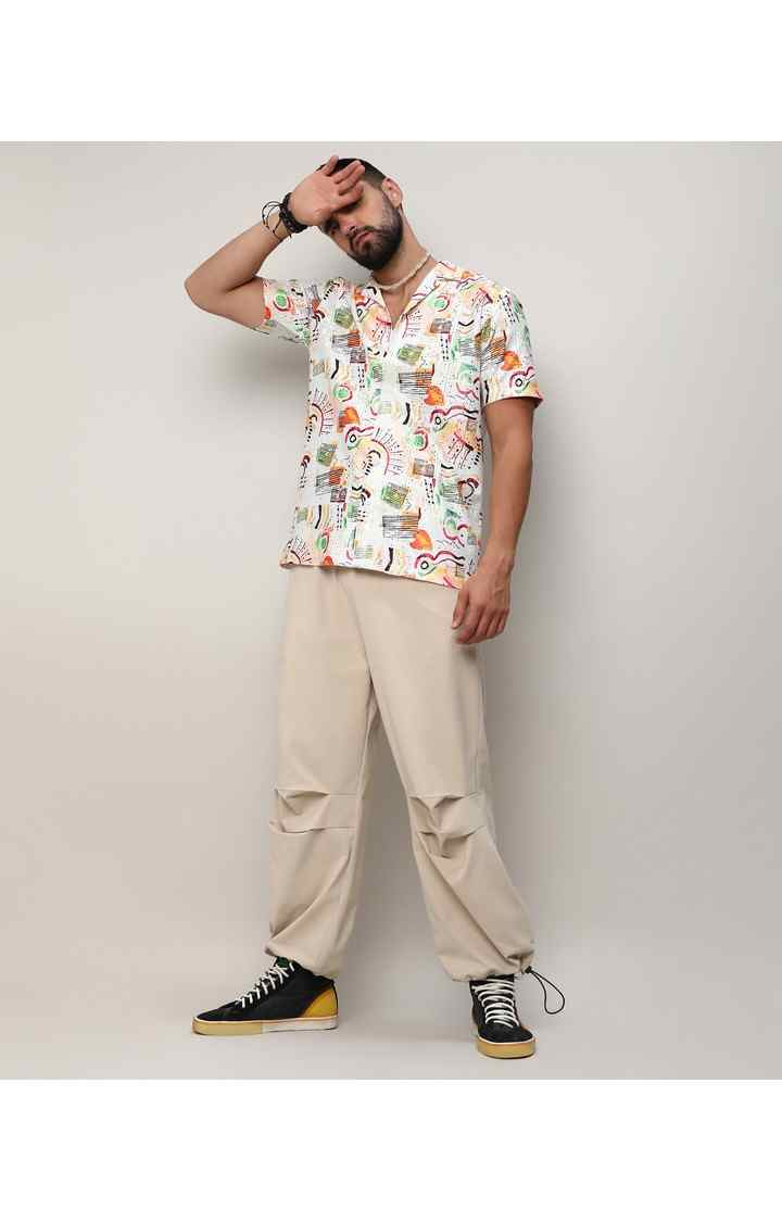 Men's White Printed Casual Shirts