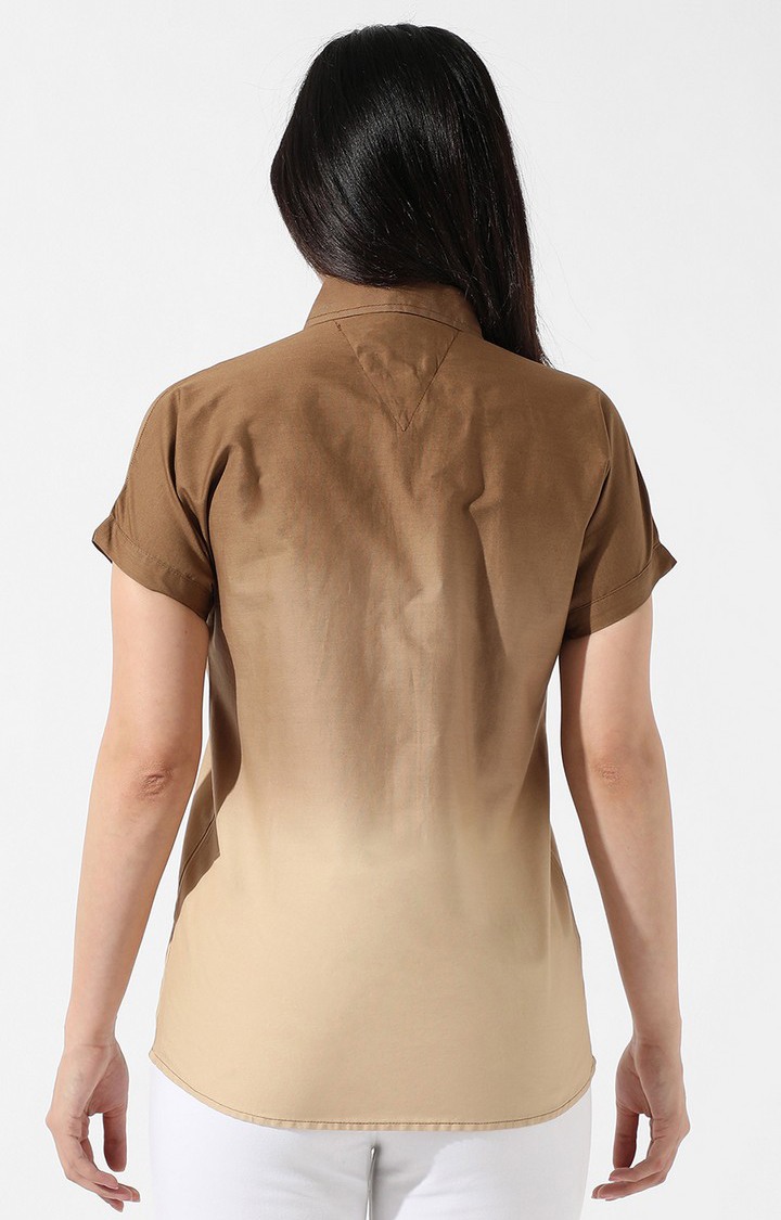 Women's Brown Colourblock Casual Shirts