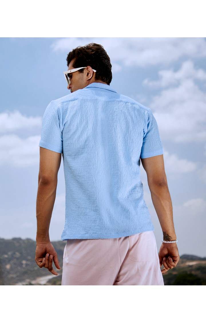 Men's Blue Solid Casual Shirts