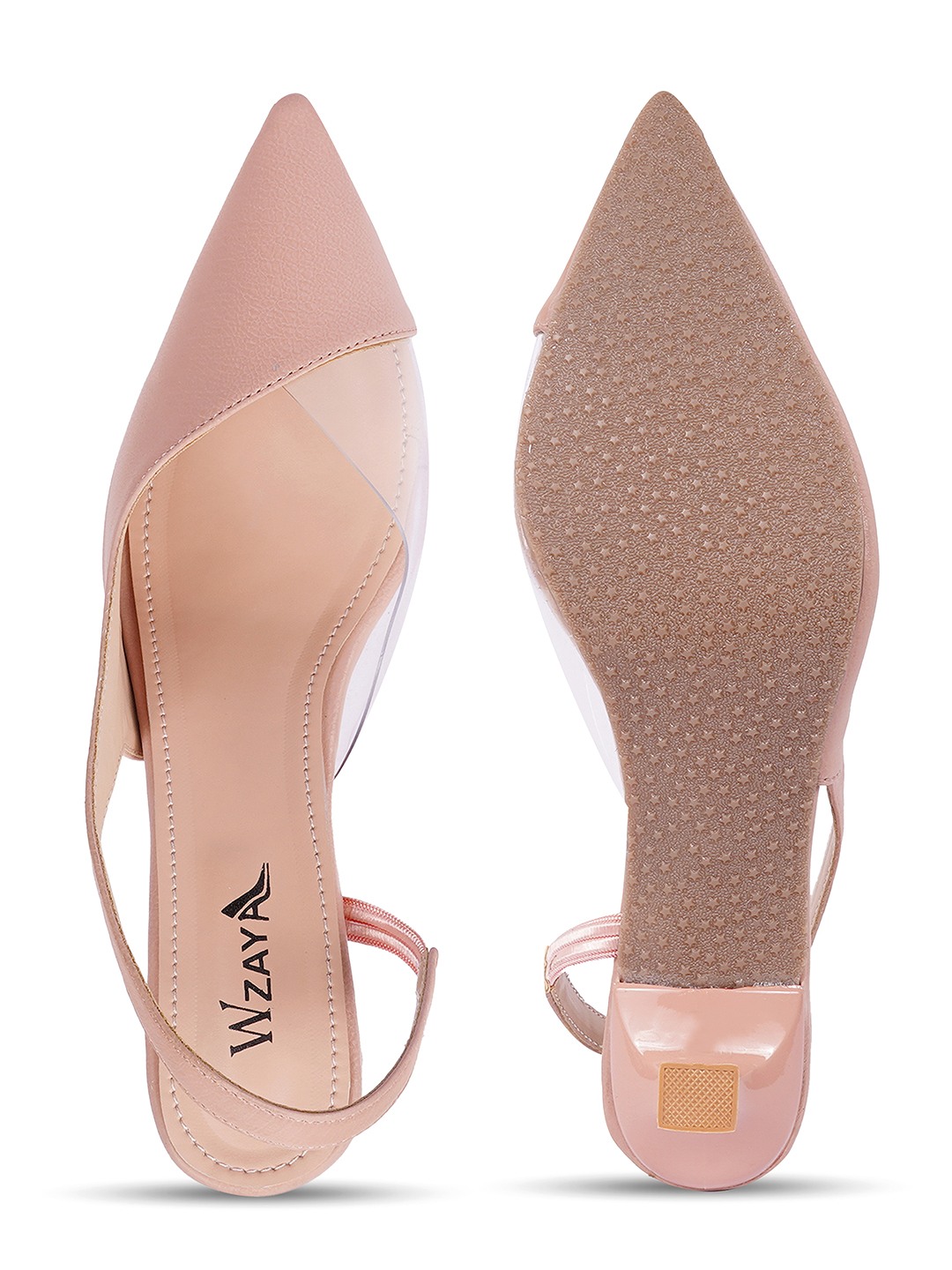 Transparent Pointed backstrap Pumps