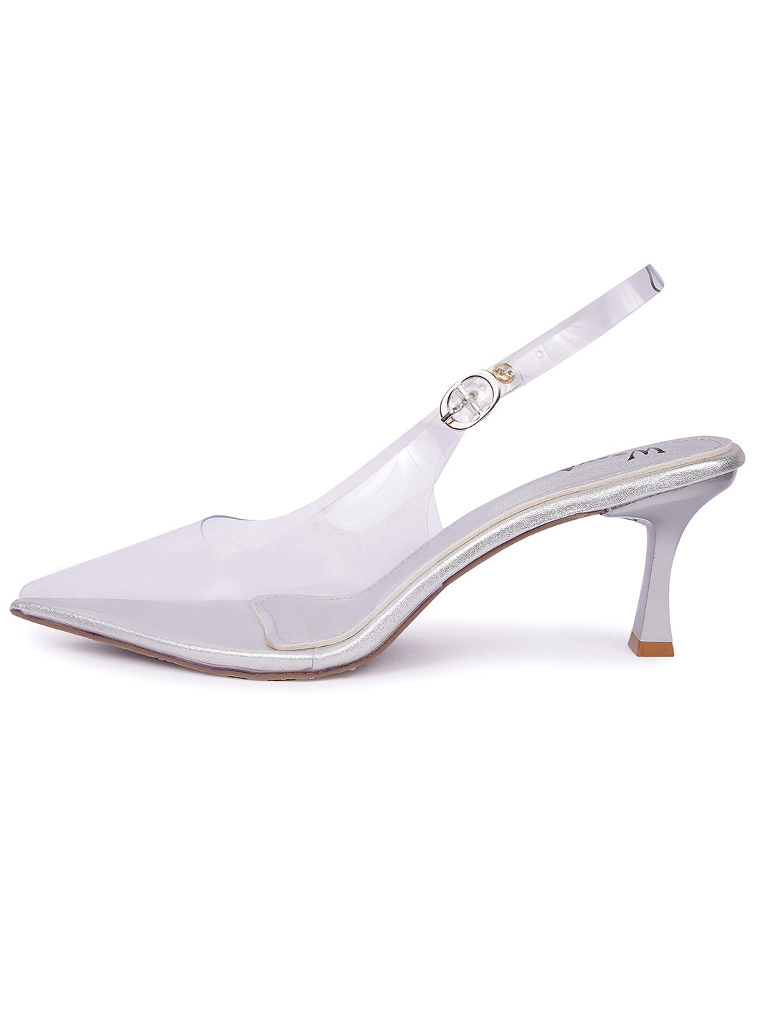 Transparent Pointed backstrap Pumps