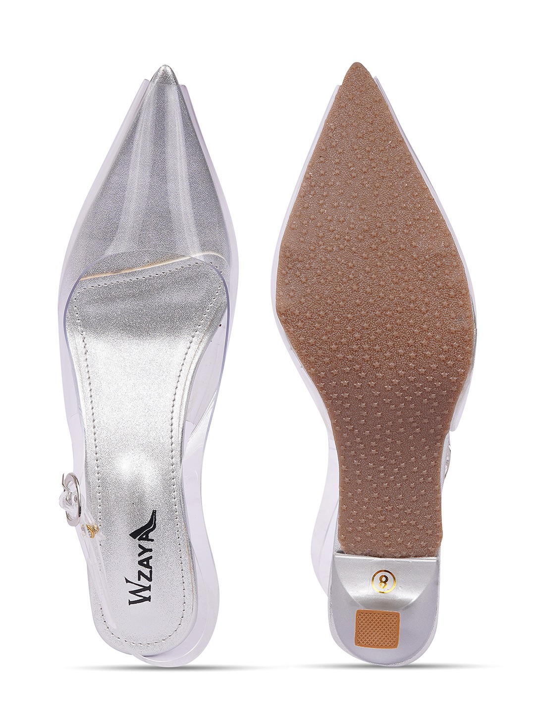 Transparent Pointed backstrap Pumps