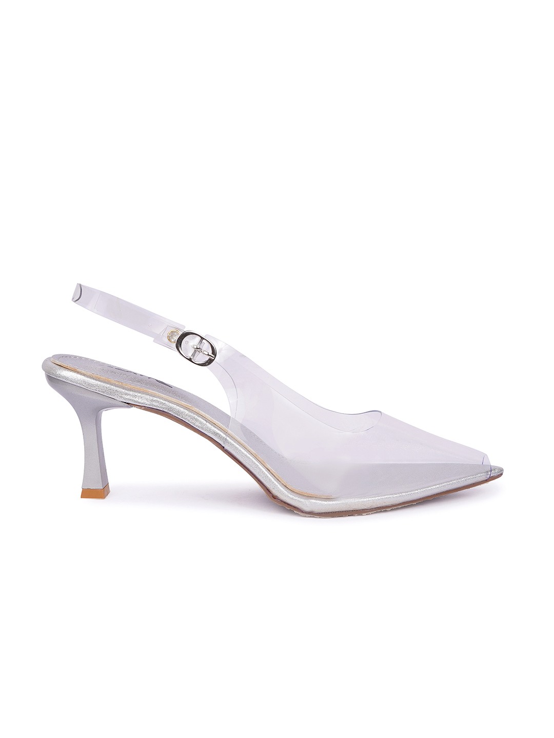 Transparent Pointed backstrap Pumps