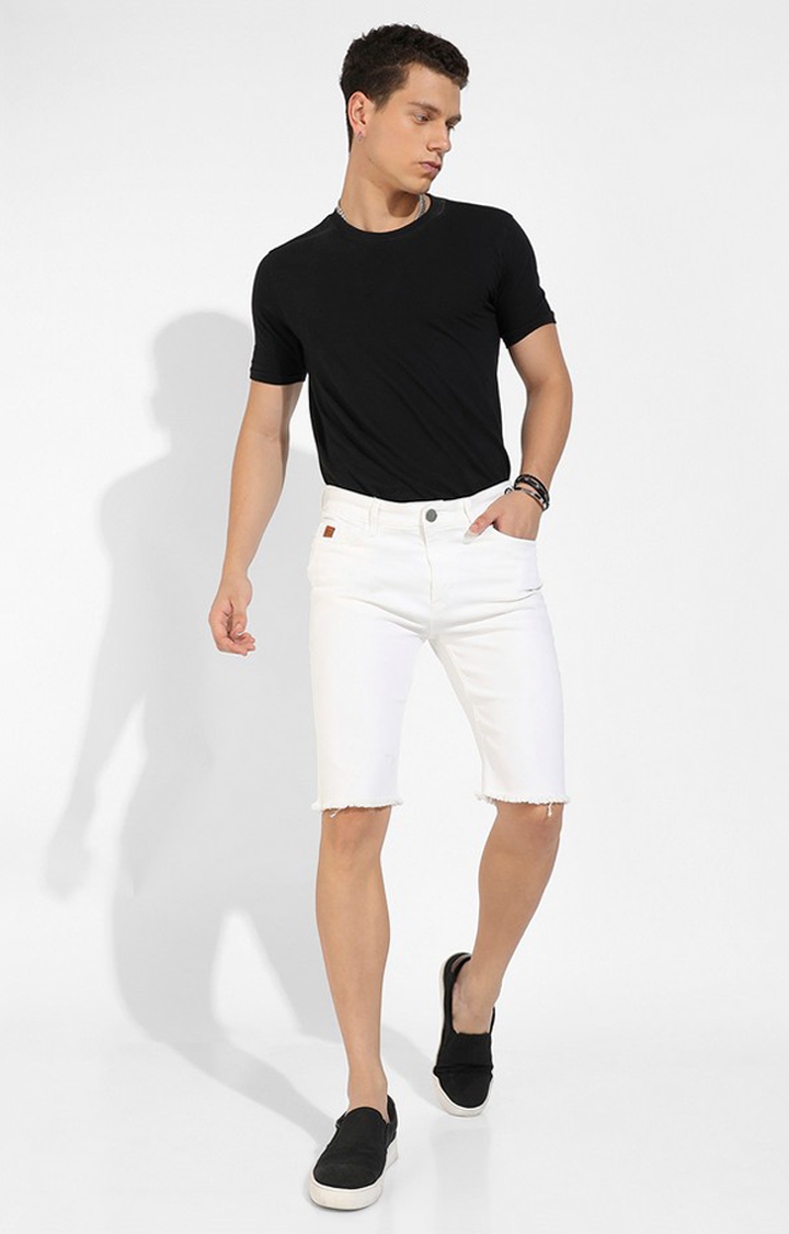 Off-White Logo Print Denim Shorts - Farfetch