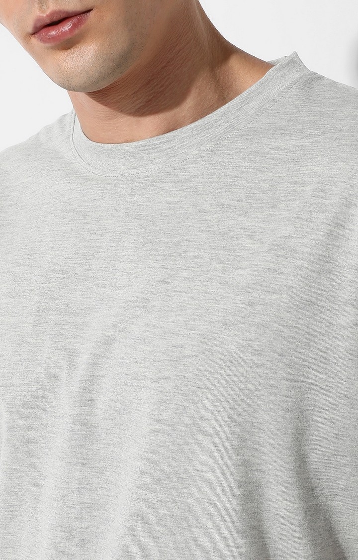 Men's Light Grey Cotton Melange Textured Co-ords