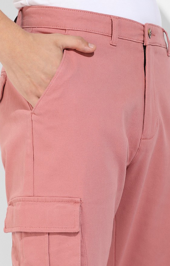 Women's Utility Cargo High Waist Trousers Pink – Styledup.co.uk