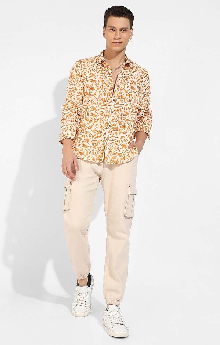 Men's Yellow Printed Casual Shirts
