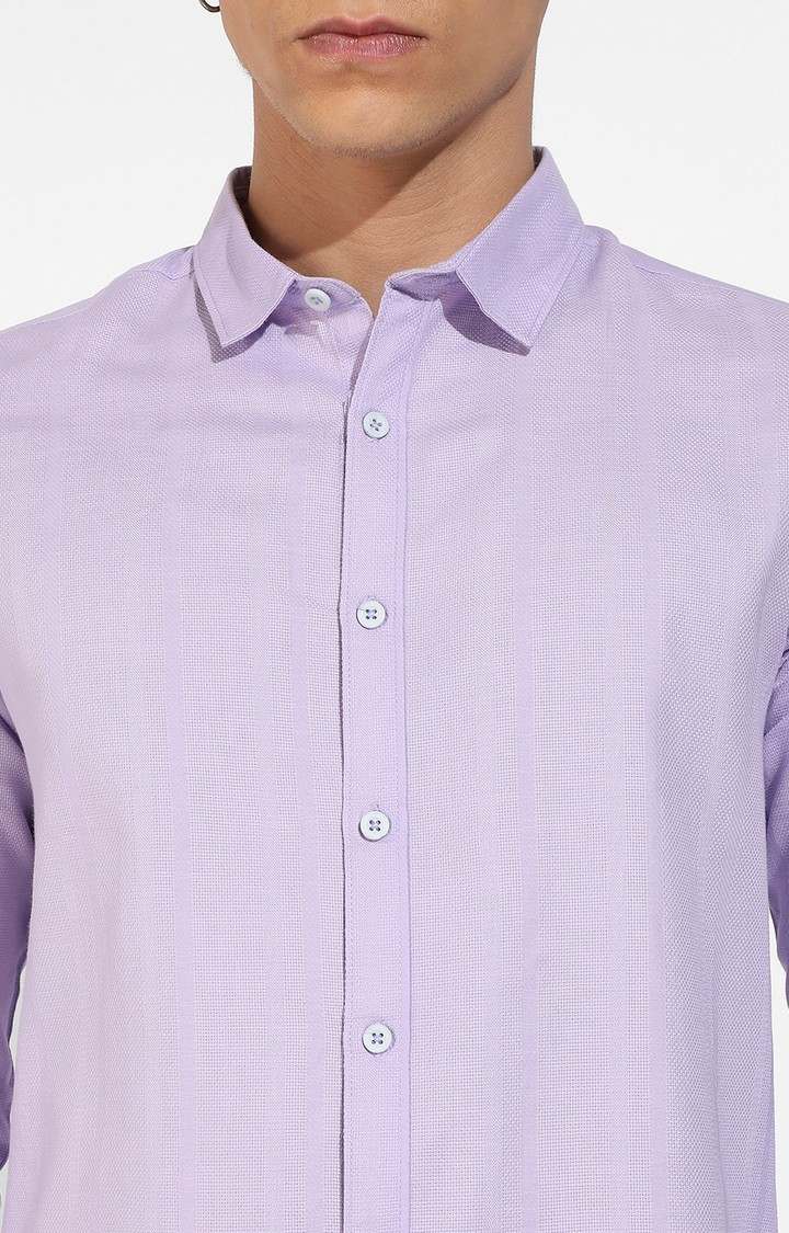 Men's Lavender Cotton Solid Casual Shirts